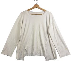 PLANET‎ Blouse Women's One Size Long Sleeve White Asimetric Crew Neck
